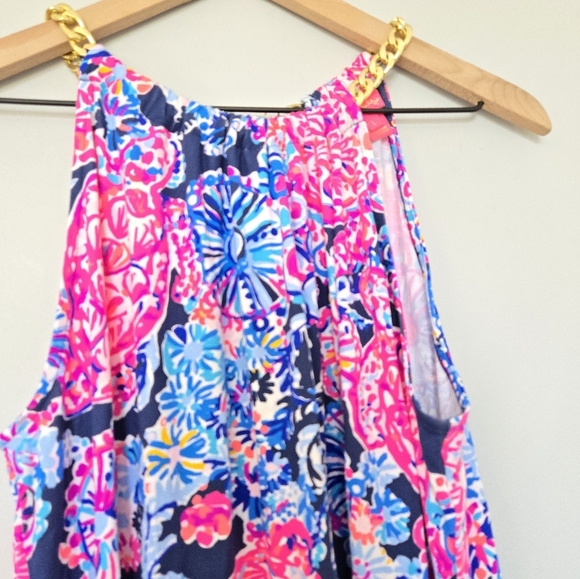 Lilly Pulitzer Bingham Midi Dress Size Large High Tide In Turtle Amazeme - Picture 4 of 6